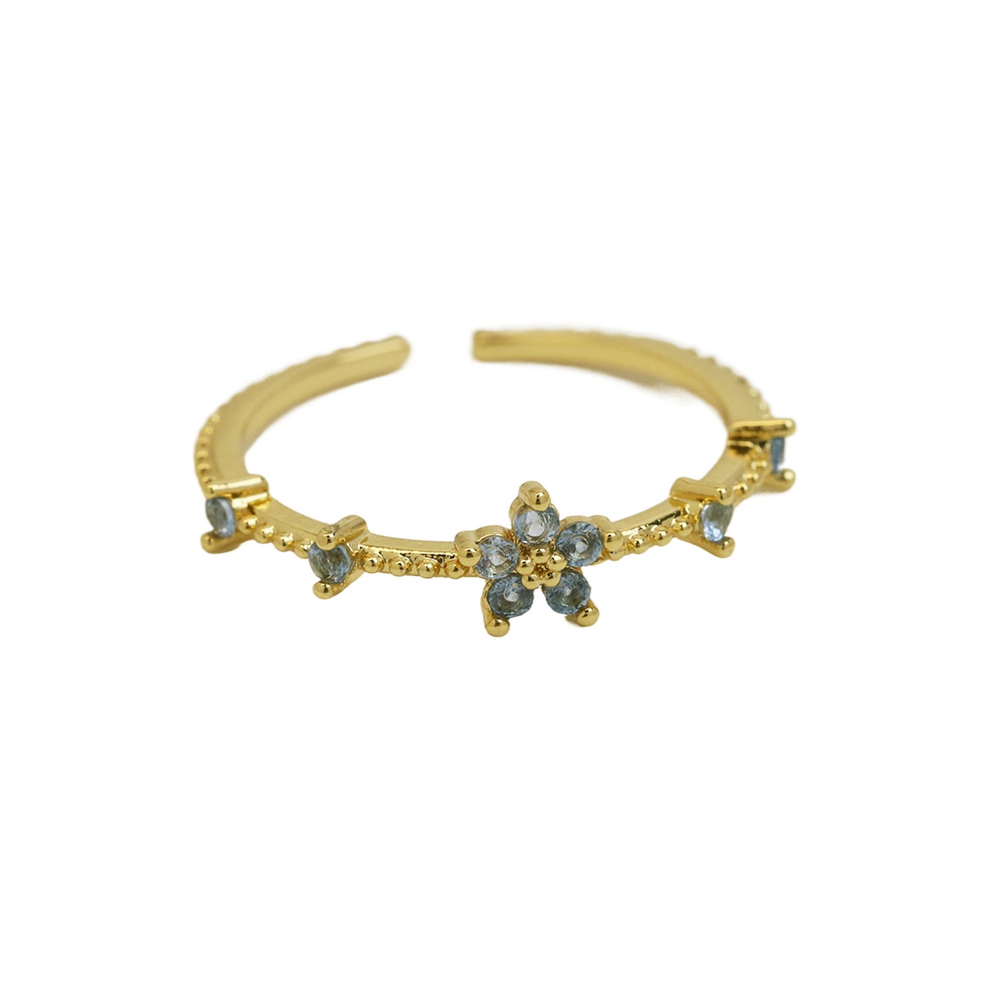 Women's Color Zirconium December Birthday Stone Little Flower Rings