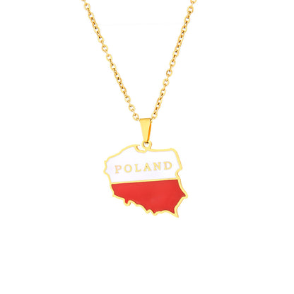 Women's & Men's Steel Polish Map Fashion Geometric Titanium Necklaces