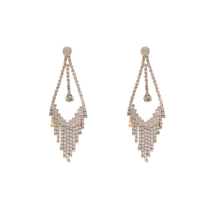 Temperament Sier Series Long Fringe Fashionable Classy Ear Earrings