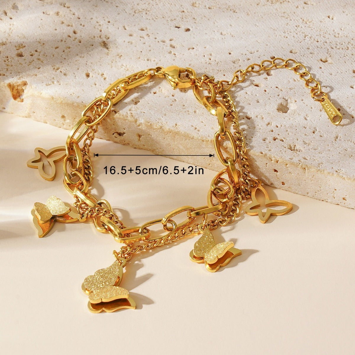 Korean Simple Personalized Titanium Steel Golden Butterfly Bracelets
