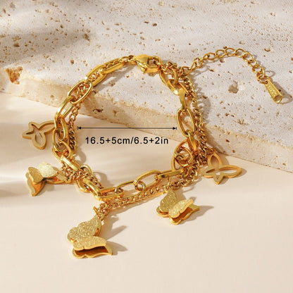 Korean Simple Personalized Titanium Steel Golden Butterfly Bracelets