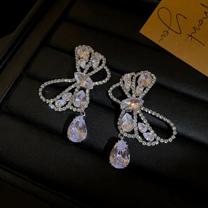 Zircon Butterfly Water Drop Geometry High Earrings