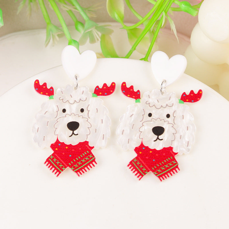 Creative Christmas Series Elk Acrylic Exaggerated Earrings