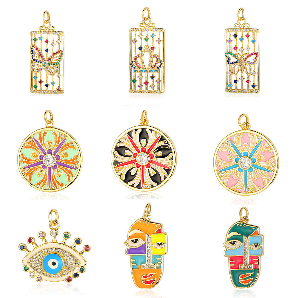 Palm Eyes Face Crown Snake Star Butterfly Rectangle Pendants