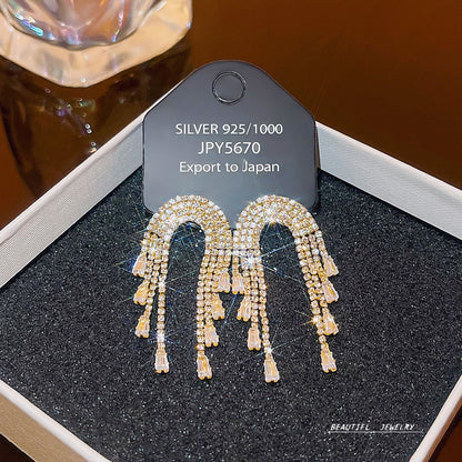 Women's Zircon Tassel High-grade Light Luxury Delicate Earrings