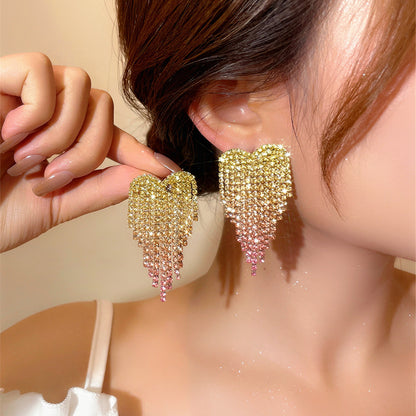 Women's Valentine's Day Gradient Color Heart-shaped Full Earrings