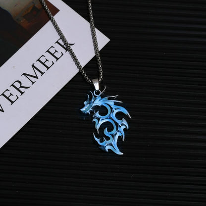 Women's & Men's Line Winder Flame Dragon Hip Hop Necklaces