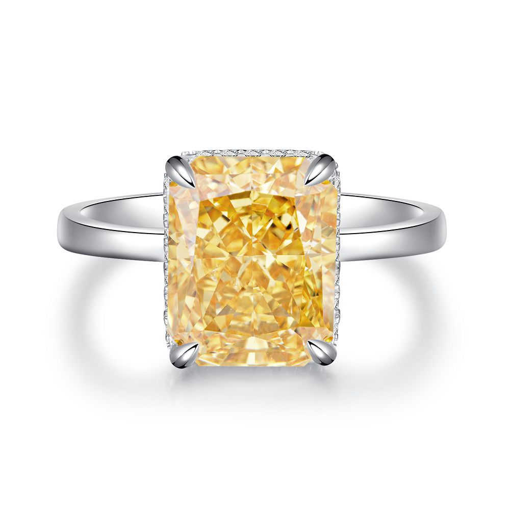 Sterling Sier Yellow Diamond Female Ice Rings