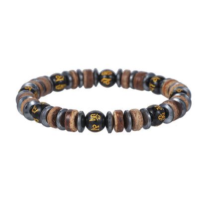 Women's & Men's Natural Haematite Volcanic Rock Elastic Simple Bracelets