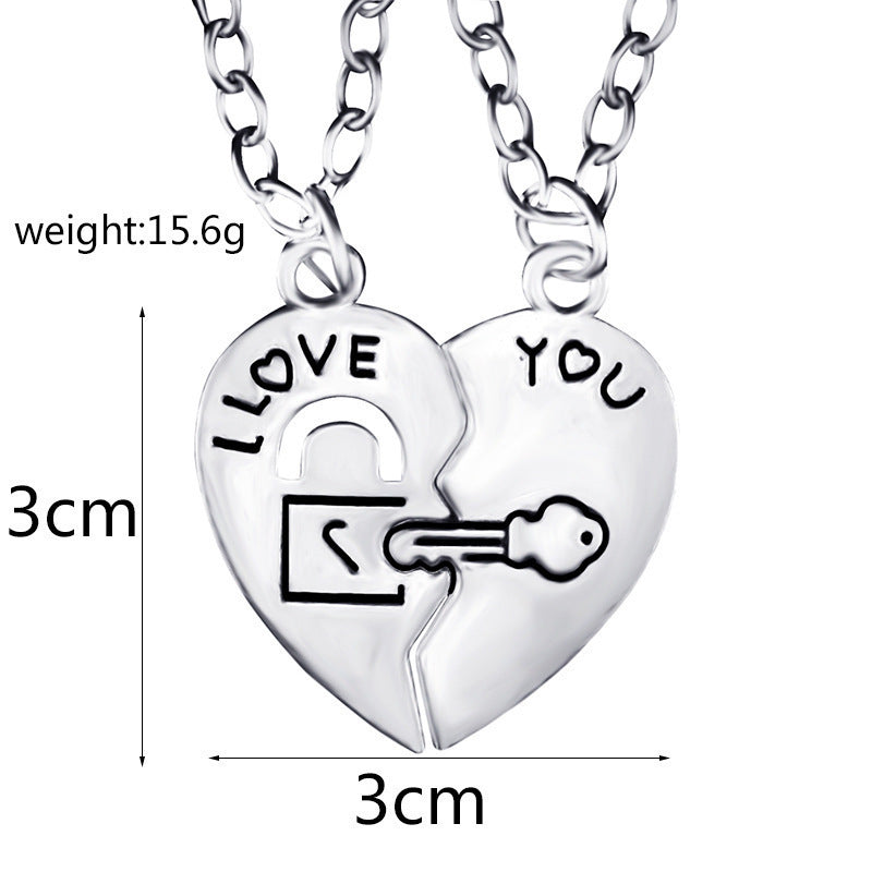 Cool Beautiful Ornament Heart-shaped Square Girlfriends Necklaces