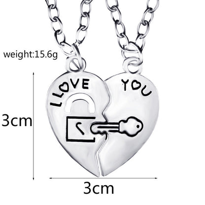 Cool Beautiful Ornament Heart-shaped Square Girlfriends Necklaces