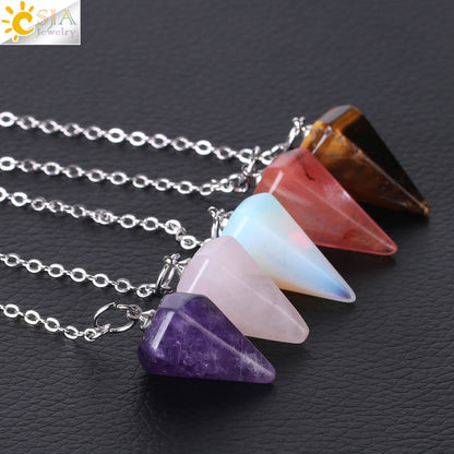 Summer Crystal Stone Rhombus Section Tapered Pendulum Pendants