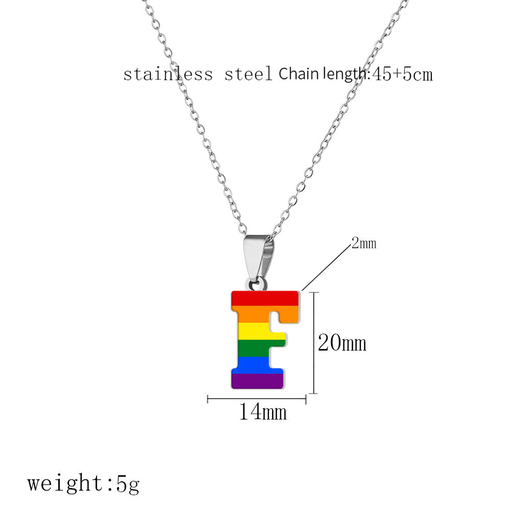 Women's Color Rainbow Letter Printing Titanium Steel Stainless Pendants