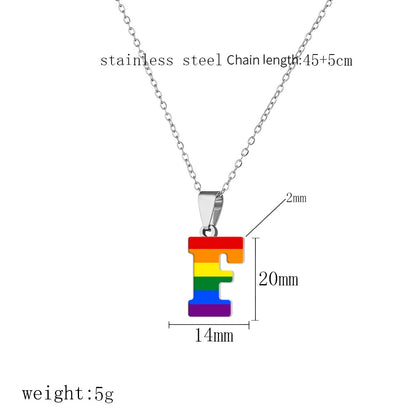 Women's Color Rainbow Letter Printing Titanium Steel Stainless Pendants