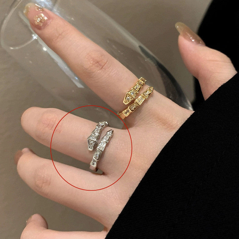 Simple Zircon Opening Adjustable Index Finger Light Rings