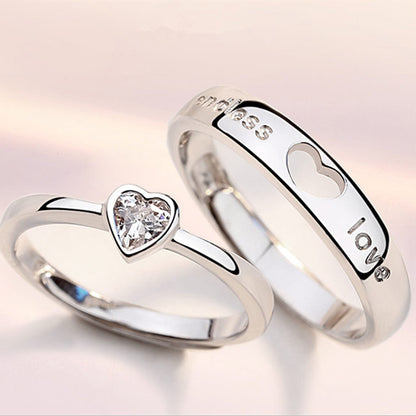 Women's & Men's Couple Hollow Heart Shape Diamond Long-distance Rings