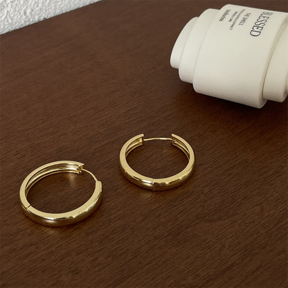 Simple Elegant Circle Ear Clip High-grade Cold Female Sier Earrings