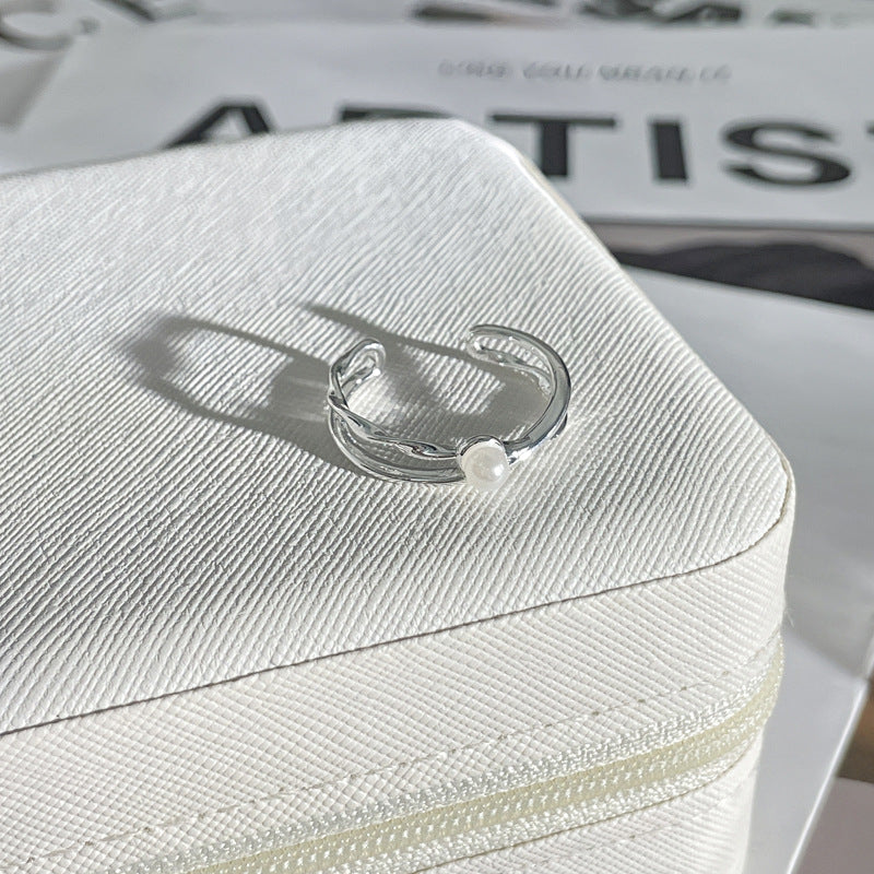 White Bow Geometric Open Female Personality Rings