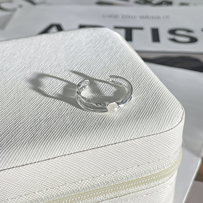 White Bow Geometric Open Female Personality Rings