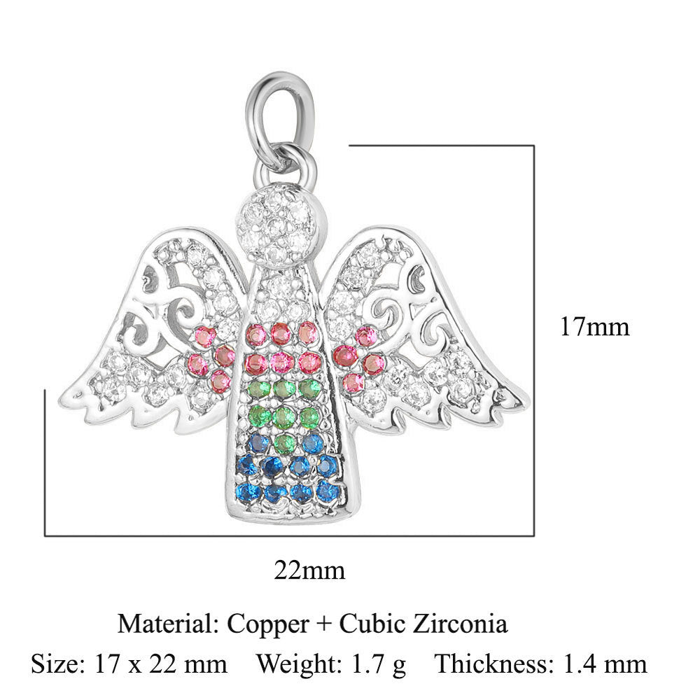 Virgin Angel Copper Zircon Cross Ornament Pendants