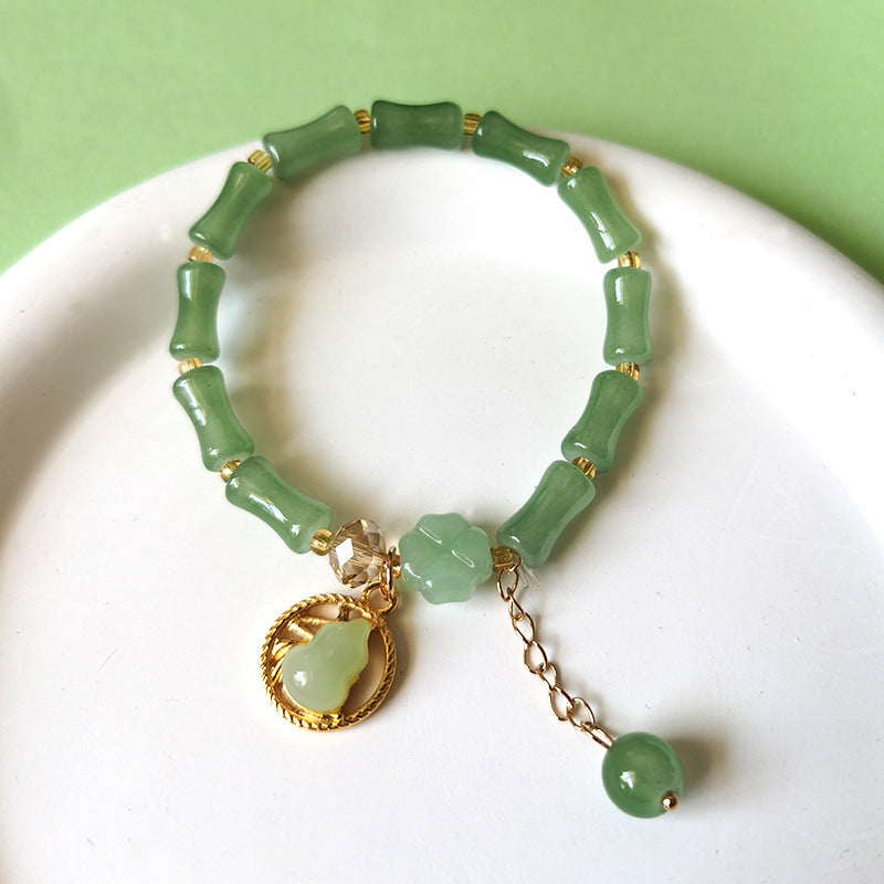 Style Bamboo Imitation Aventurine Festival High Gourd Bracelets