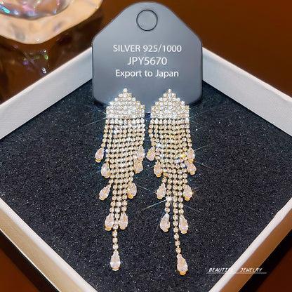 Women's Zircon Tassel High-grade Light Luxury Delicate Earrings