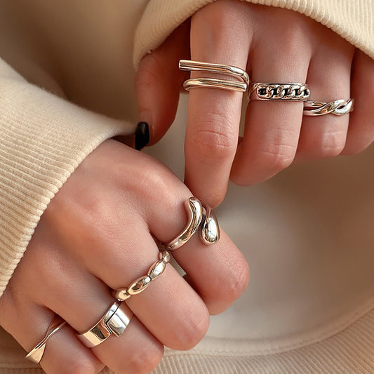 Ornament Simple Combination Index Finger Female Light Luxury Rings