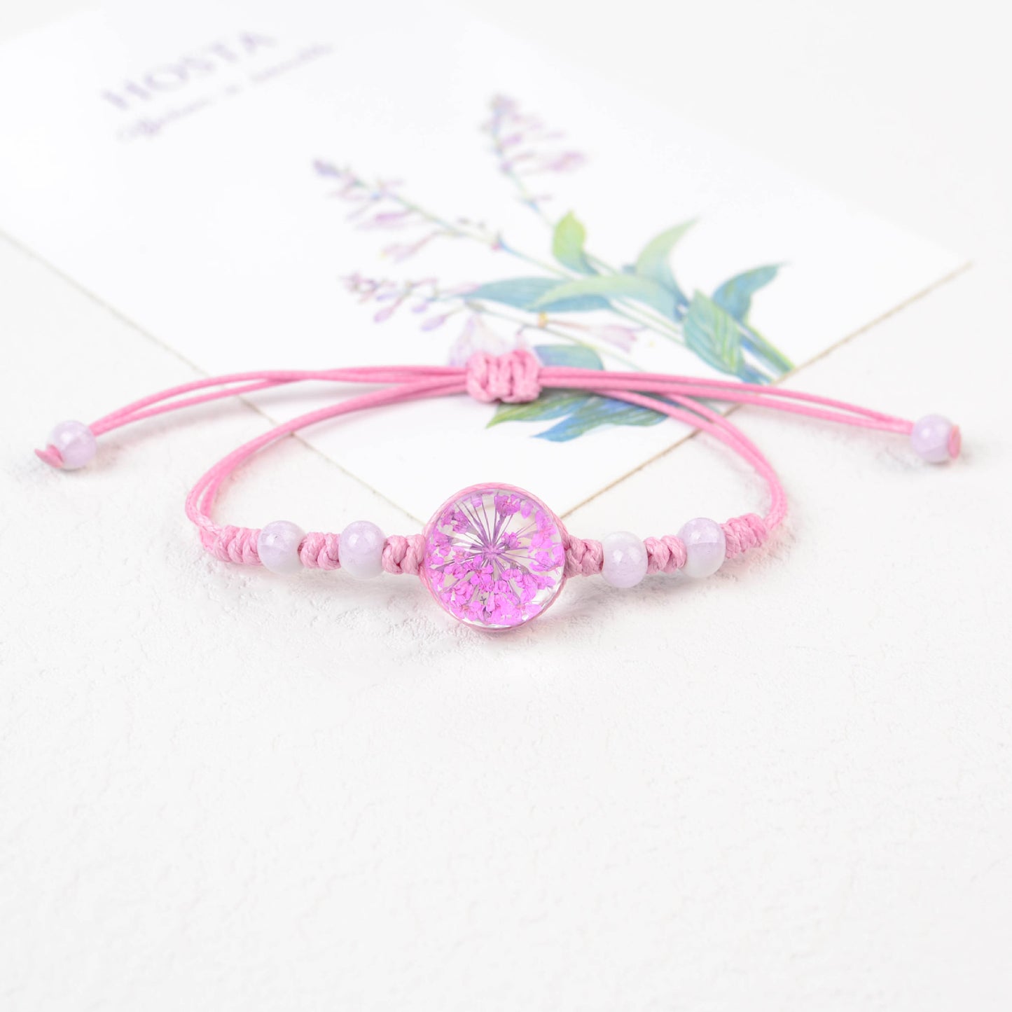 Real Flower Handmade Starry Glass Ball Bracelets