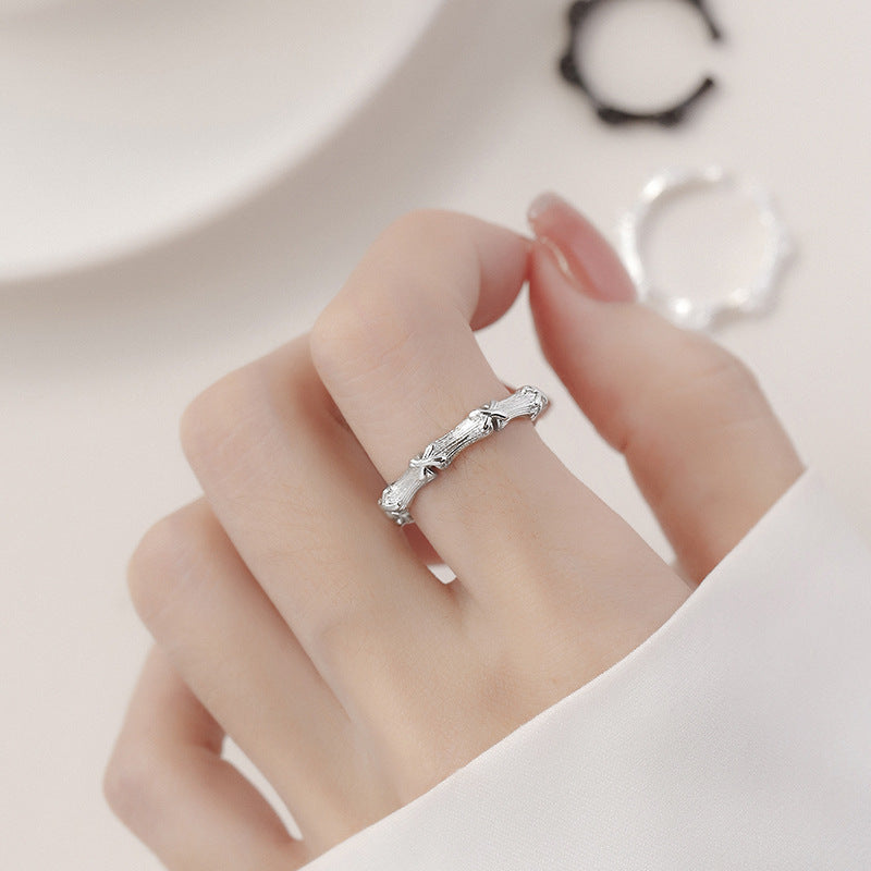 Three-color Bamboo Female Niche High-grade Simple Rings