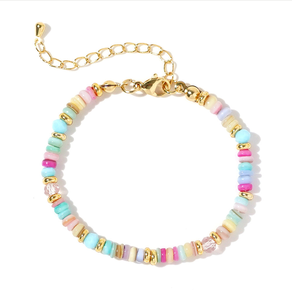 Women's Chinese Rainbow Natural Shell Dopamine Beaded Hand-woven Bracelets