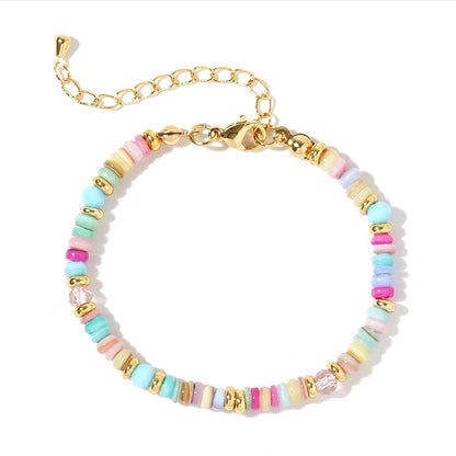 Women's Chinese Rainbow Natural Shell Dopamine Beaded Hand-woven Bracelets