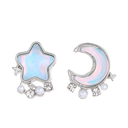 Women's Star Moon Pearl For Niche Design Earrings