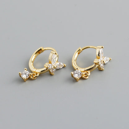 Diamond Sier Ear Clip Gold Personality Earrings