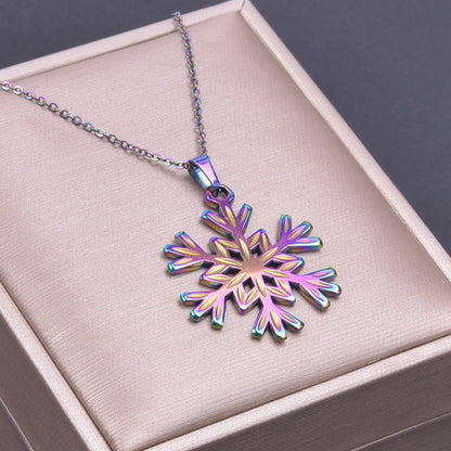 Stainless Steel Snowflake Ornament Accessories Light Necklaces