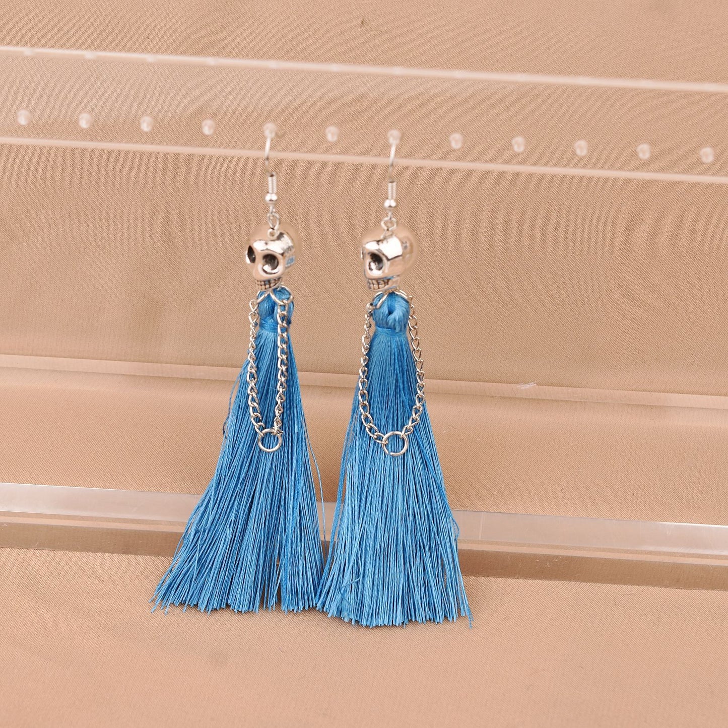 Women's Halloween Skull Tassel Hanging Punk For Earrings