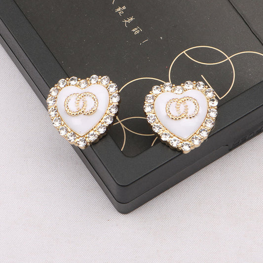 Peach Heart Enamel Classic Style Pairs Earrings