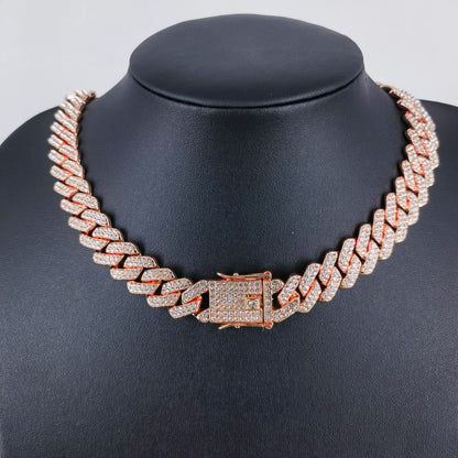 Women's & Men's Diamond-shaped Full Drill Diamond Gold Fashion Necklaces