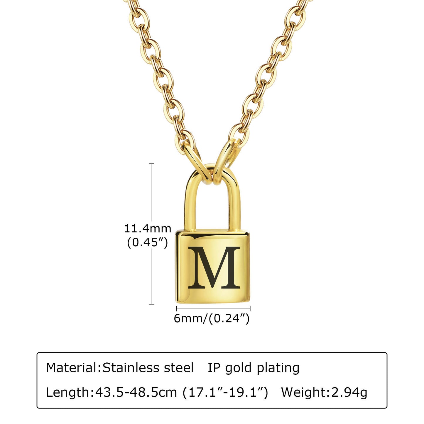 Letter Stainless Steel Lock Head Fashion Necklaces