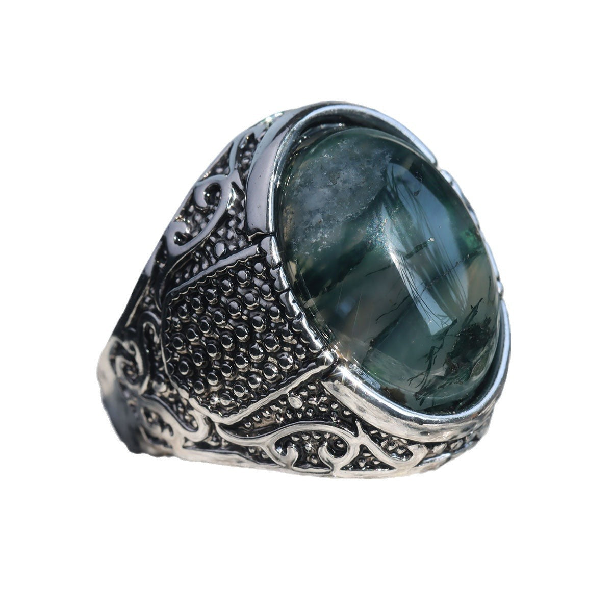 Men's Plants Agate Stone Fashion Ornament Punk Rings