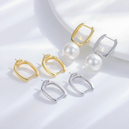 Women's Pearl Eardrop Frame Fashion Beautiful Square Rings