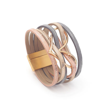 Women's High Quality Leather Fashion Love Heart Color Bracelets