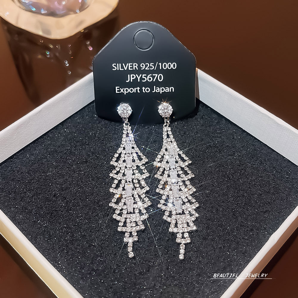 Women's Zircon Tassel High-grade Light Luxury Delicate Earrings
