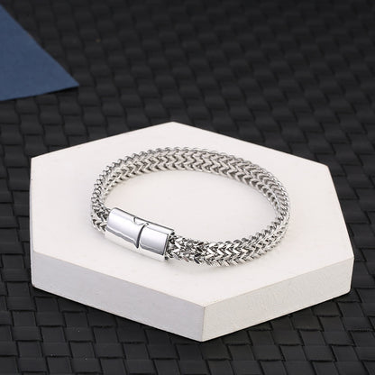 Men's Woven Double Row Positive Negative Scale Bracelets