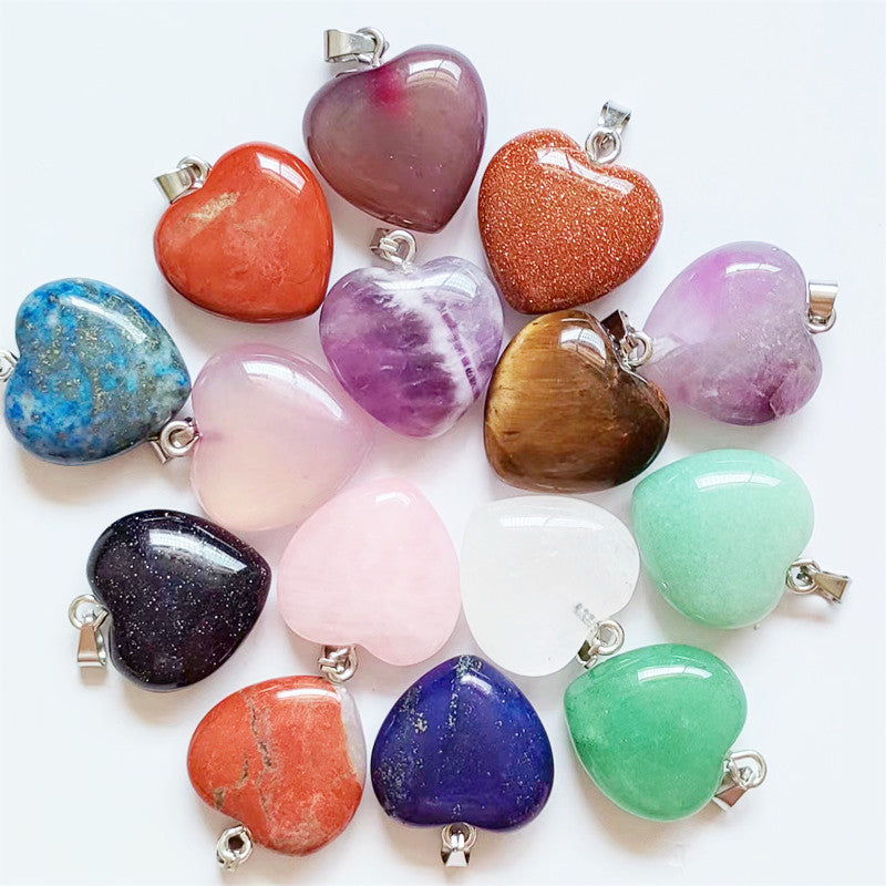 Natural Crystal Love Peach Heart-shaped Sweater Chain Ornament Accessories Pendants