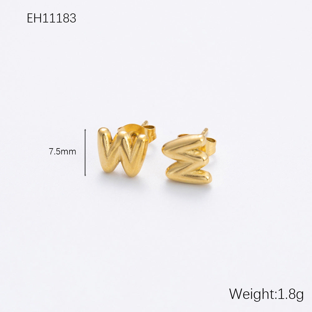 Women's Alphabet Letter Stainless Steel Gold-plated High-grade Affordable Luxury Earrings