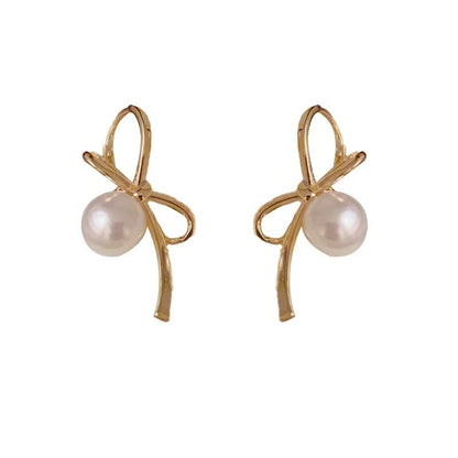 Women's Bow Pearl Ear Clip Light Luxury Earrings