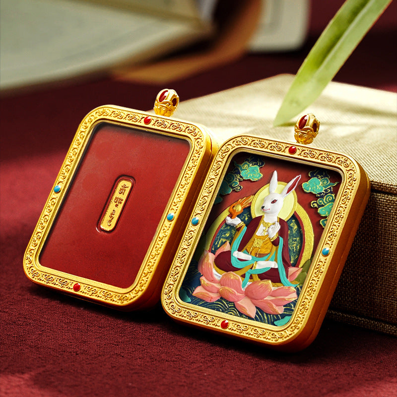 Painted Square Plate Wipe Handmade Brass Pendants