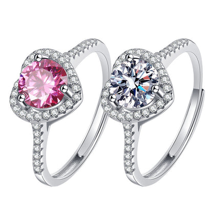 Heart-shaped Diamond Female Design Sense Niche Open Rings