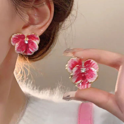 Women's Glaze Flowers Niche Design Retro Petal Earrings