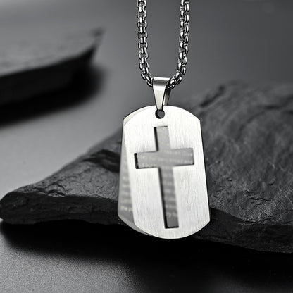 Army Stainless Steel Stacked Double Prayer Dog Pendants